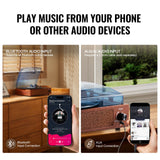 Audio Players & Recorders: VEVOR Bluetooth Vinyl Record Player 3-Speed Belt Driven Turntable 5W Speakers