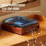 Audio Players & Recorders: VEVOR Bluetooth Vinyl Record Player 3-Speed Belt Driven Turntable 5W Speakers