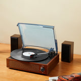 Audio Players & Recorders: VEVOR Bluetooth Vinyl Record Player 3-Speed Belt Driven Turntable 5W Speakers