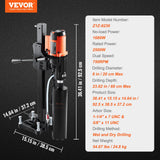 Masonry Tools: VEVOR Diamond Core Drilling Machine, 8in Wet&Dry Concrete Core Drill Rig with Stand, 750RPM Speed & 1-1/4" 5/8" Thread & Lifting Handle, 8in Drilling Diameter for Concrete Brick Block Stone, 2500W