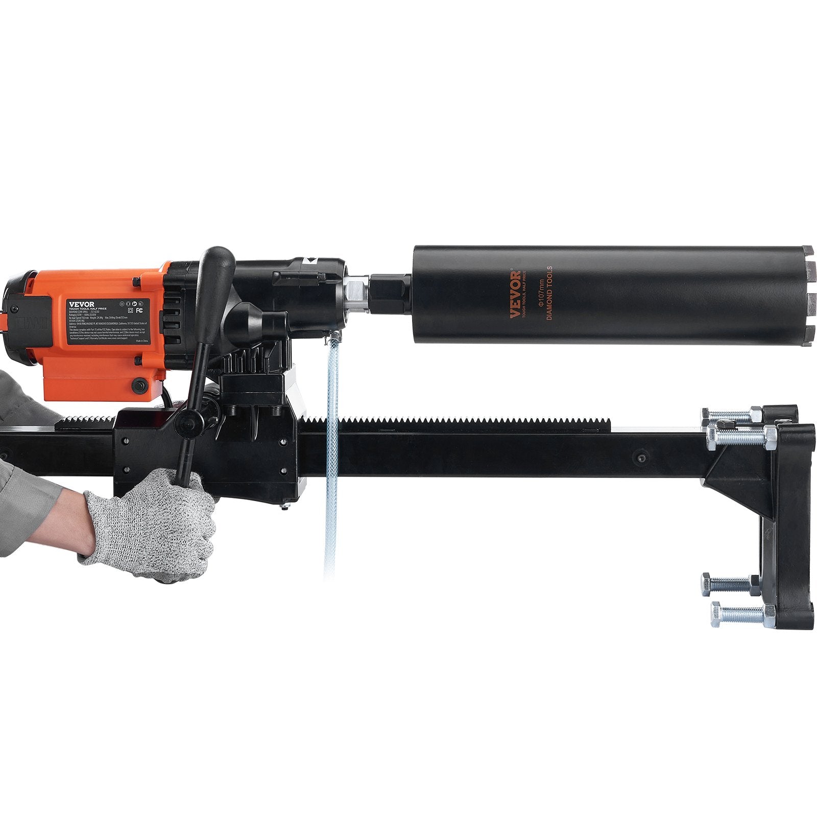 Masonry Tools: VEVOR Diamond Core Drilling Machine, 8in Wet&Dry Concrete Core Drill Rig with Stand, 750RPM Speed & 1-1/4" 5/8" Thread & Lifting Handle, 8in Drilling Diameter for Concrete Brick Block Stone, 2500W