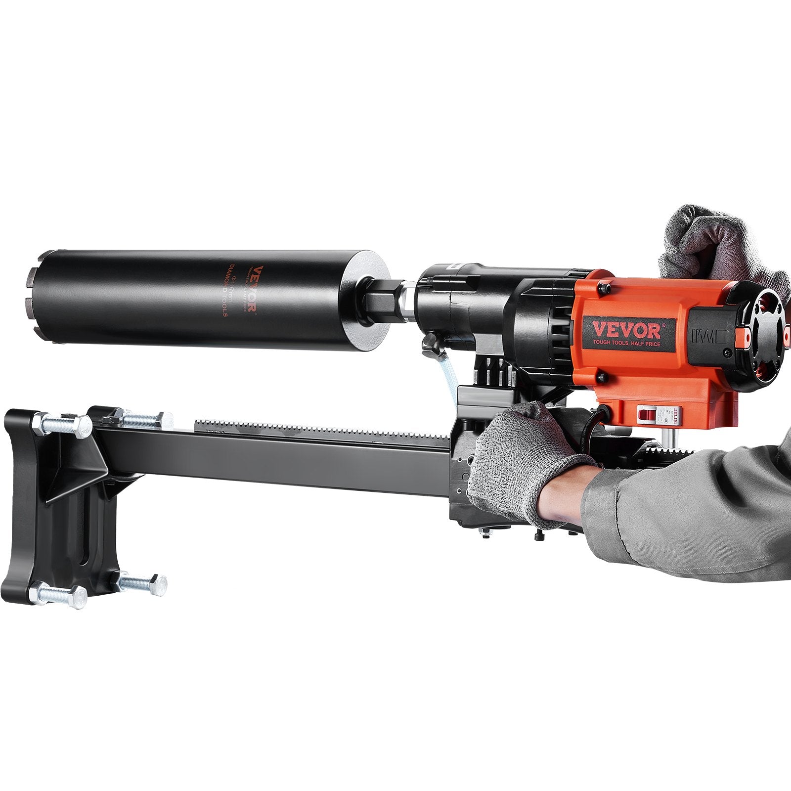 Masonry Tools: VEVOR Diamond Core Drilling Machine, 8in Wet&Dry Concrete Core Drill Rig with Stand, 750RPM Speed & 1-1/4" 5/8" Thread & Lifting Handle, 8in Drilling Diameter for Concrete Brick Block Stone, 2500W