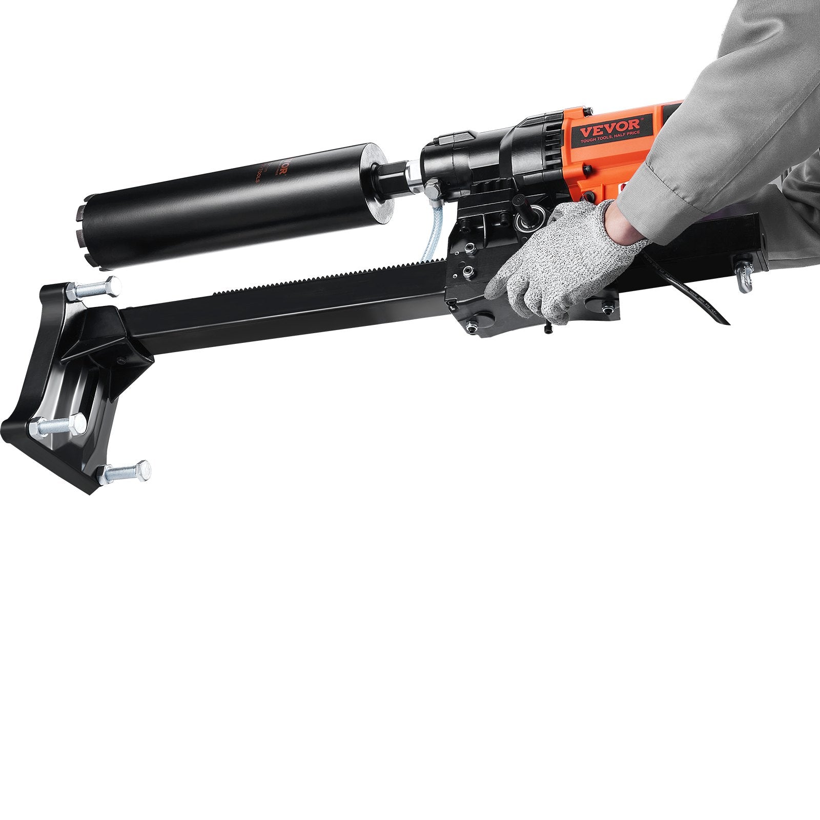 Masonry Tools: VEVOR Diamond Core Drilling Machine, 8in Wet&Dry Concrete Core Drill Rig with Stand, 750RPM Speed & 1-1/4" 5/8" Thread & Lifting Handle, 8in Drilling Diameter for Concrete Brick Block Stone, 2500W