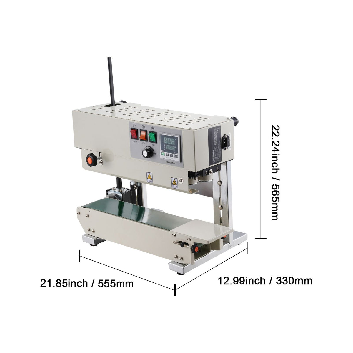 Continuous Bag Band Sealing Machine, 6-12 mm Sealing Width, Vertical Band Sealer Machine with Digital Temperature Control, Carbon Steel Bag Sealer for 0.02-0.8 mm Plastic Bags Films Membrane