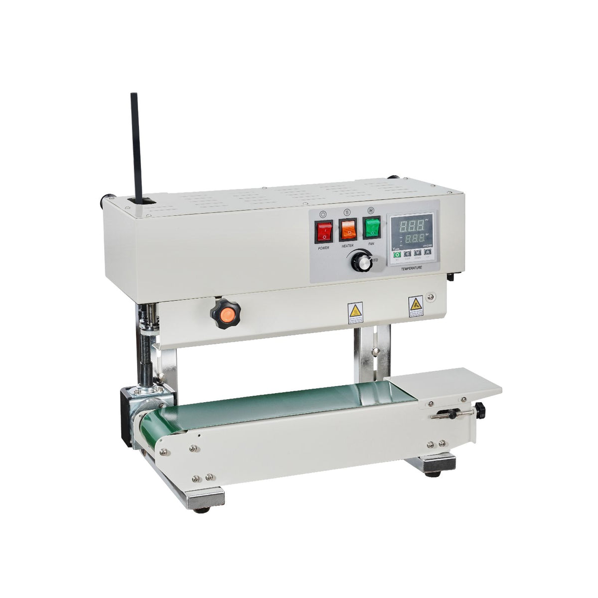 Continuous Bag Band Sealing Machine, 6-12 mm Sealing Width, Vertical Band Sealer Machine with Digital Temperature Control, Carbon Steel Bag Sealer for 0.02-0.8 mm Plastic Bags Films Membrane