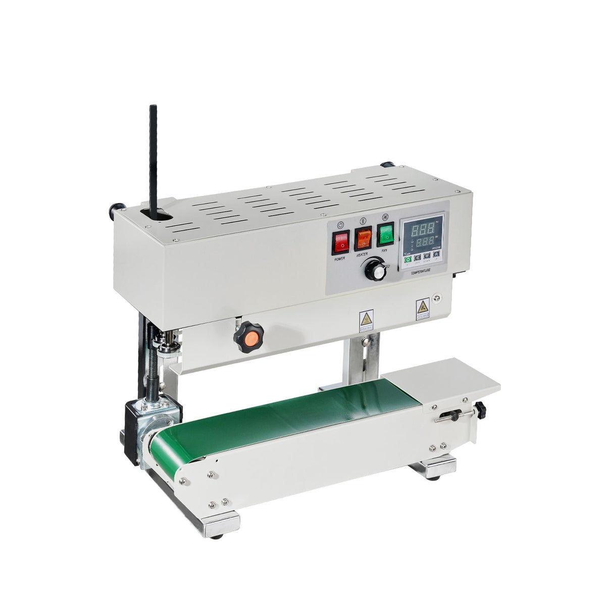 Continuous Bag Band Sealing Machine, 6-12 mm Sealing Width, Vertical Band Sealer Machine with Digital Temperature Control, Carbon Steel Bag Sealer for 0.02-0.8 mm Plastic Bags Films Membrane