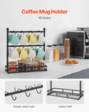 Kitchen Appliance Accessories: VEVOR Coffee Mug Holder for Countertop 16 Hooks Cup Rack with Storage Base
