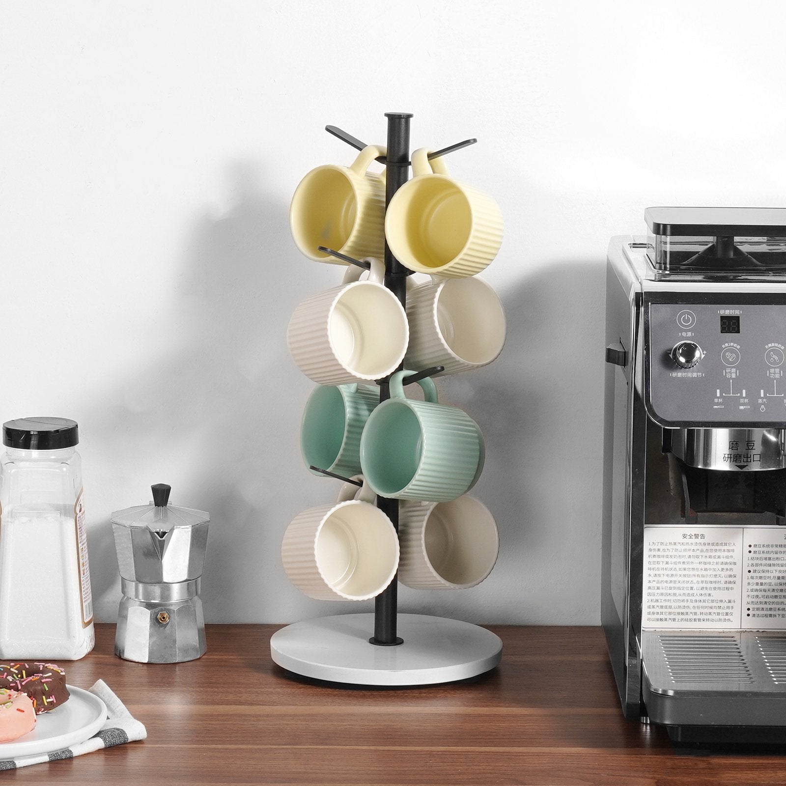 Coat Racks: VEVOR Mug Holder Tree with Marble Base 8 Hooks Cup Tree Rack for Counter Kitchen
