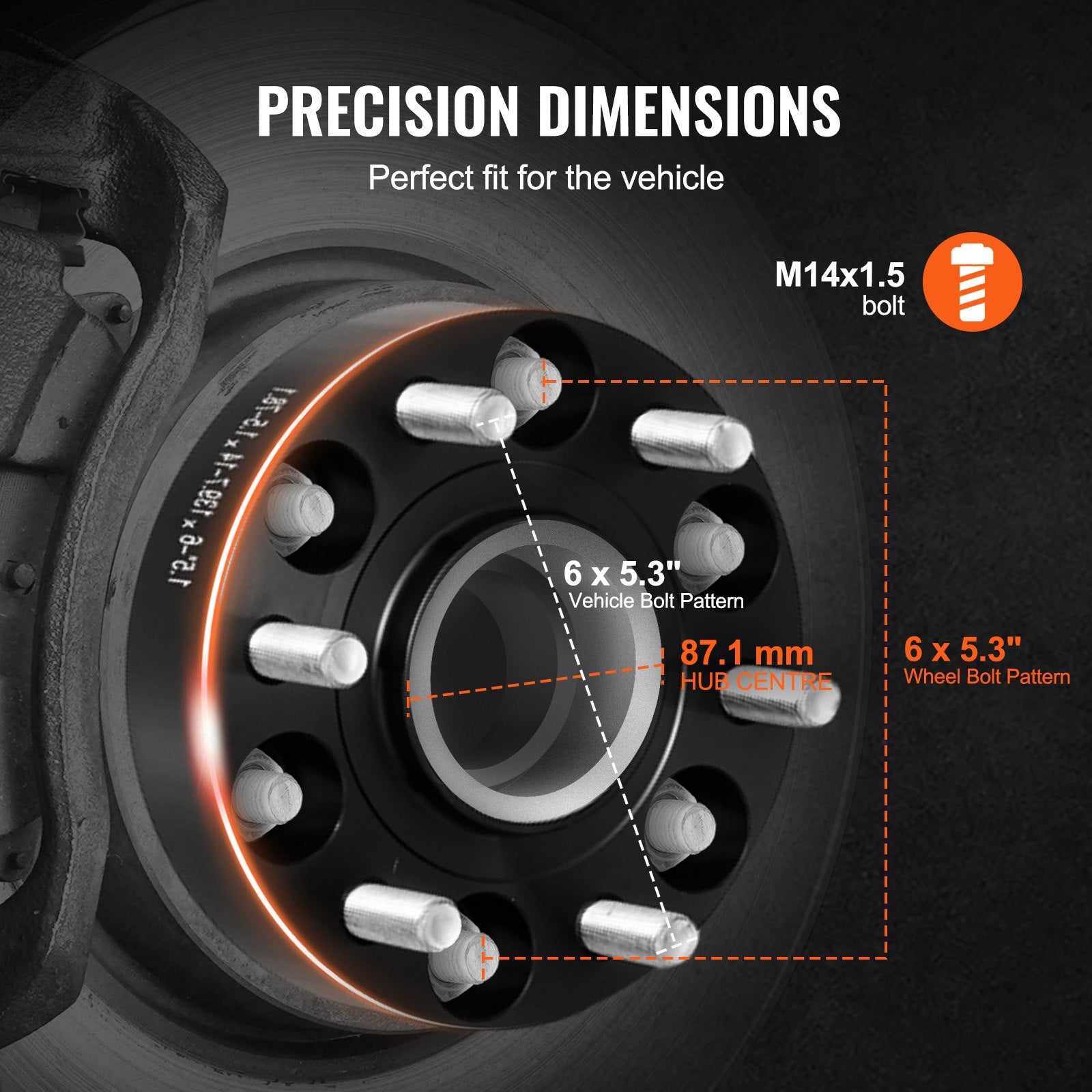 Automotive Repair & Speciality Tools: VEVOR 1.5" 6"x5.3" Wheel Spacers Wheel Adapters 6 Lug Forged Spacer 4 PCS Black