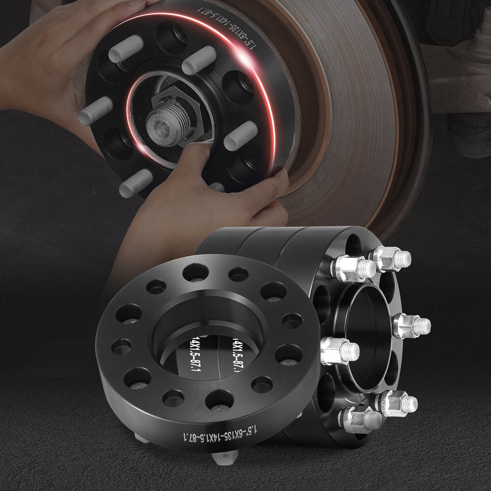 Automotive Repair & Speciality Tools: VEVOR 1.5" 6"x5.3" Wheel Spacers Wheel Adapters 6 Lug Forged Spacer 4 PCS Black