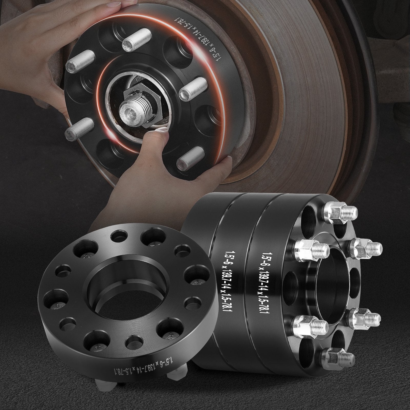 Automotive Repair & Speciality Tools: VEVOR 1.5" 6"x5" Wheel Spacers Wheel Adapters 6 Lug Forged Spacer 4 PCS Black