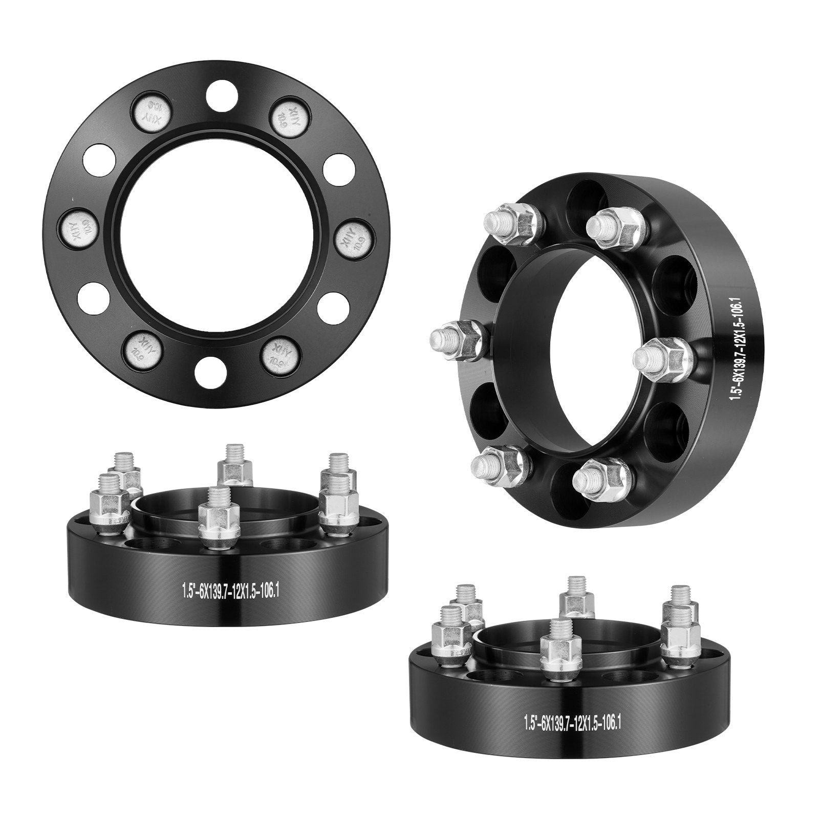 Automotive Repair & Speciality Tools: VEVOR 1.5" 6"x5.5" Wheel Spacers Wheel Adapters 6 Lug Forged Spacer 4 PCS Black