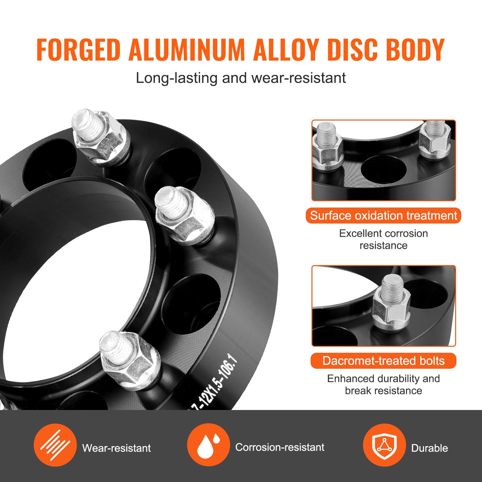 Automotive Repair & Speciality Tools: VEVOR 1.5" 6"x5.5" Wheel Spacers Wheel Adapters 6 Lug Forged Spacer 4 PCS Black