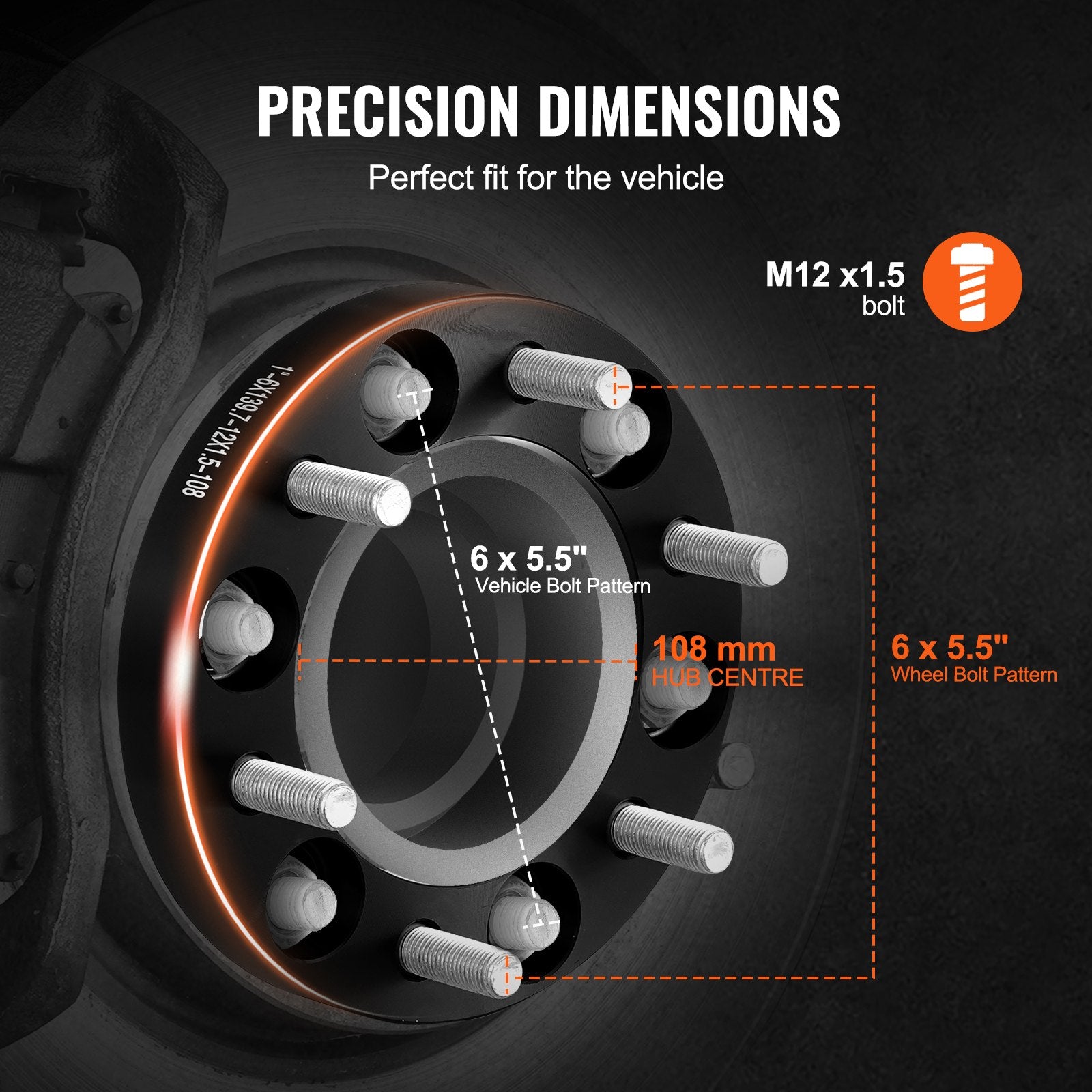 Automotive Repair & Speciality Tools: VEVOR 1" 6"x5.5" Wheel Spacers Wheel Adapters 6 Lug Forged Spacer 4 PCS Black