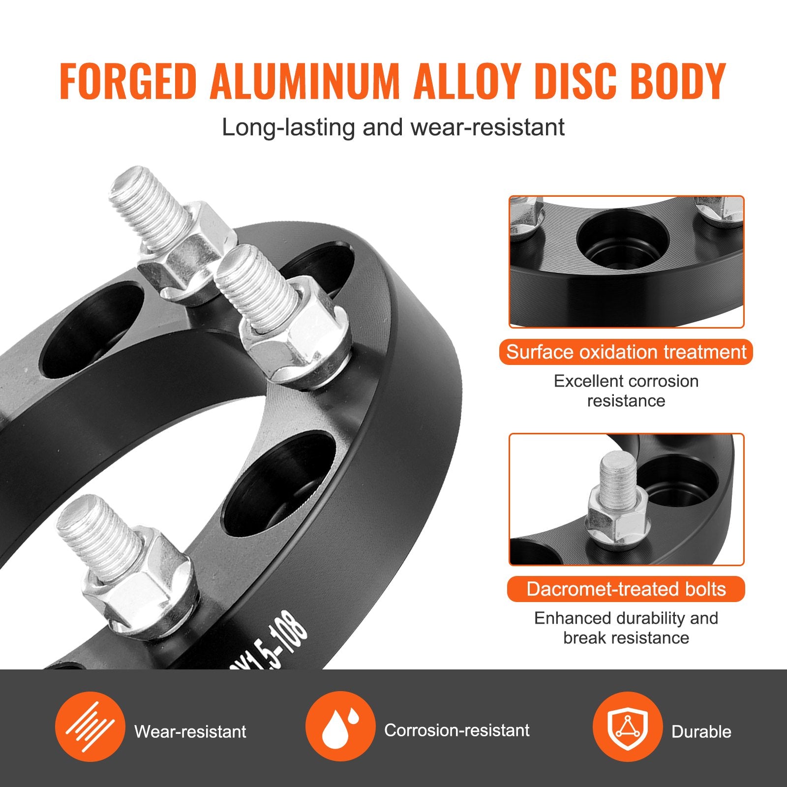 Automotive Repair & Speciality Tools: VEVOR 1" 6"x5.5" Wheel Spacers Wheel Adapters 6 Lug Forged Spacer 4 PCS Black