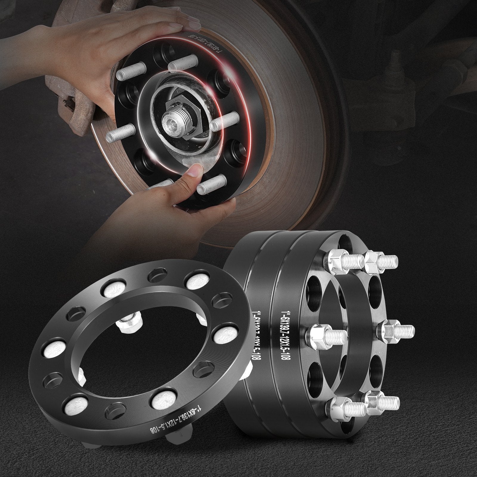 Automotive Repair & Speciality Tools: VEVOR 1" 6"x5.5" Wheel Spacers Wheel Adapters 6 Lug Forged Spacer 4 PCS Black