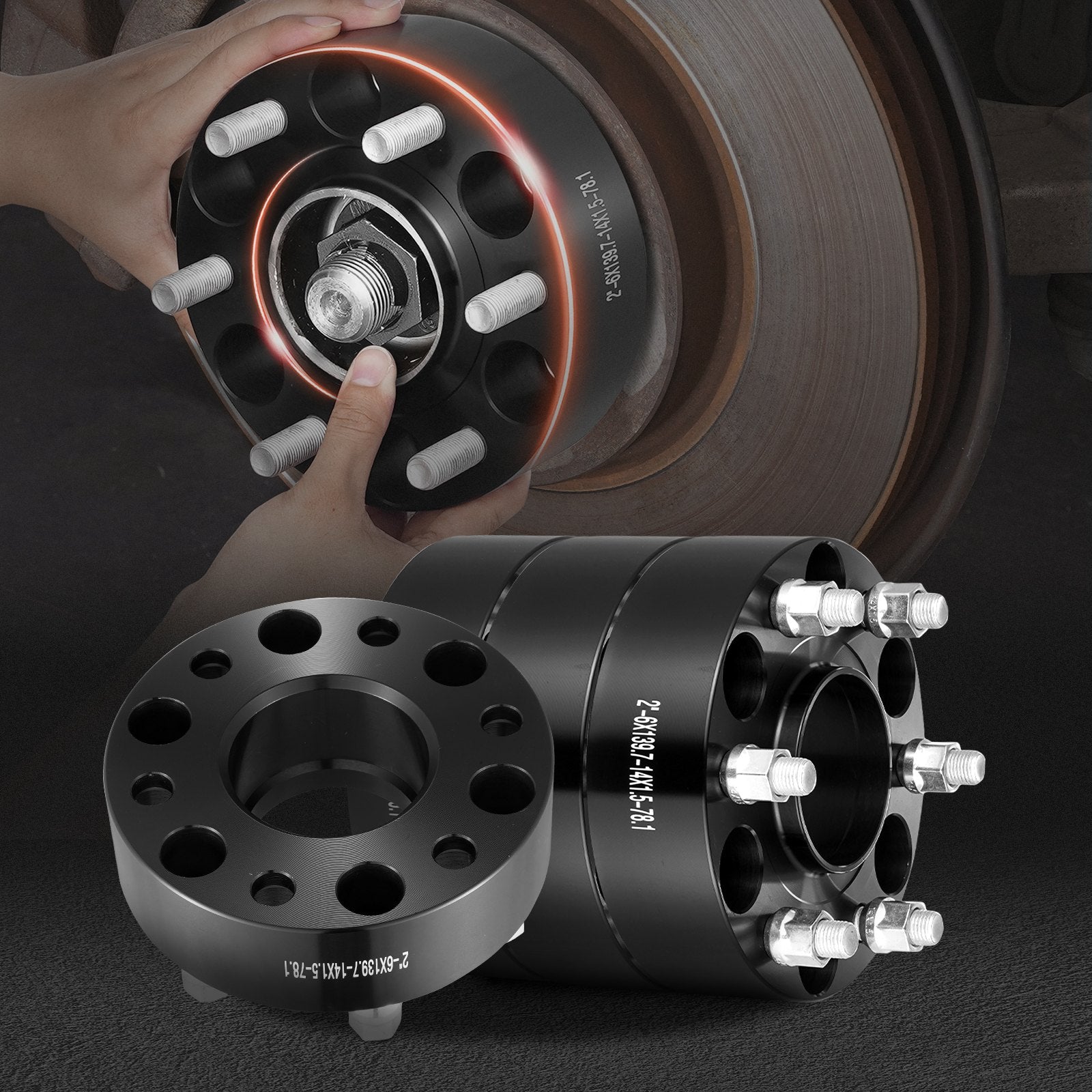 Automotive Repair & Speciality Tools: VEVOR 2" 6"x5.5" Wheel Spacers Wheel Adapters 6 Lug Forged Spacer 4 PCS Black