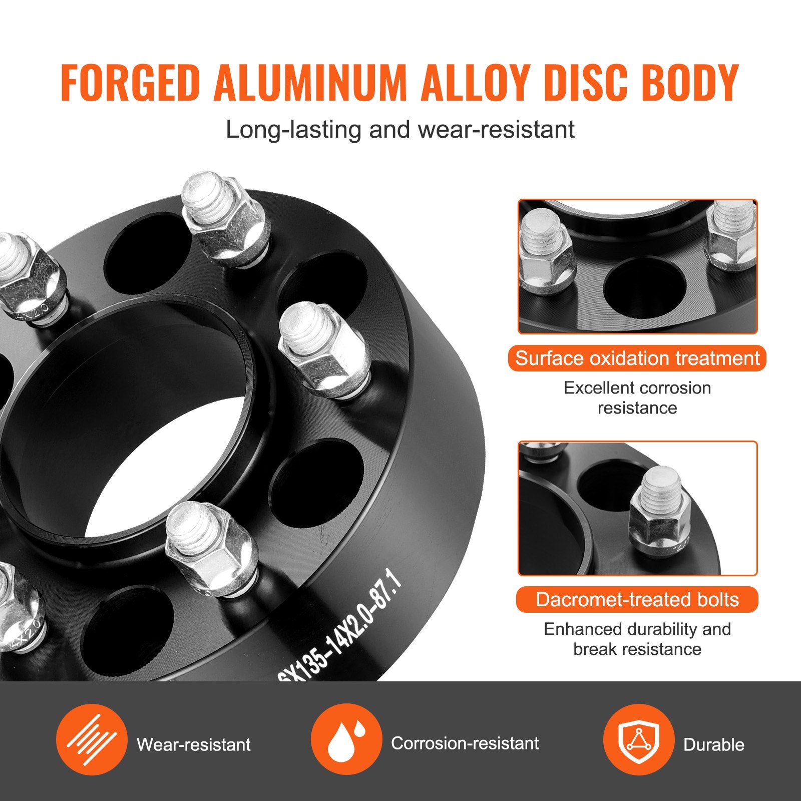 Automotive Repair & Speciality Tools: VEVOR 2" 6"x5.3" Wheel Spacers Wheel Adapters 6 Lug Forged Spacer 4 PCS Black