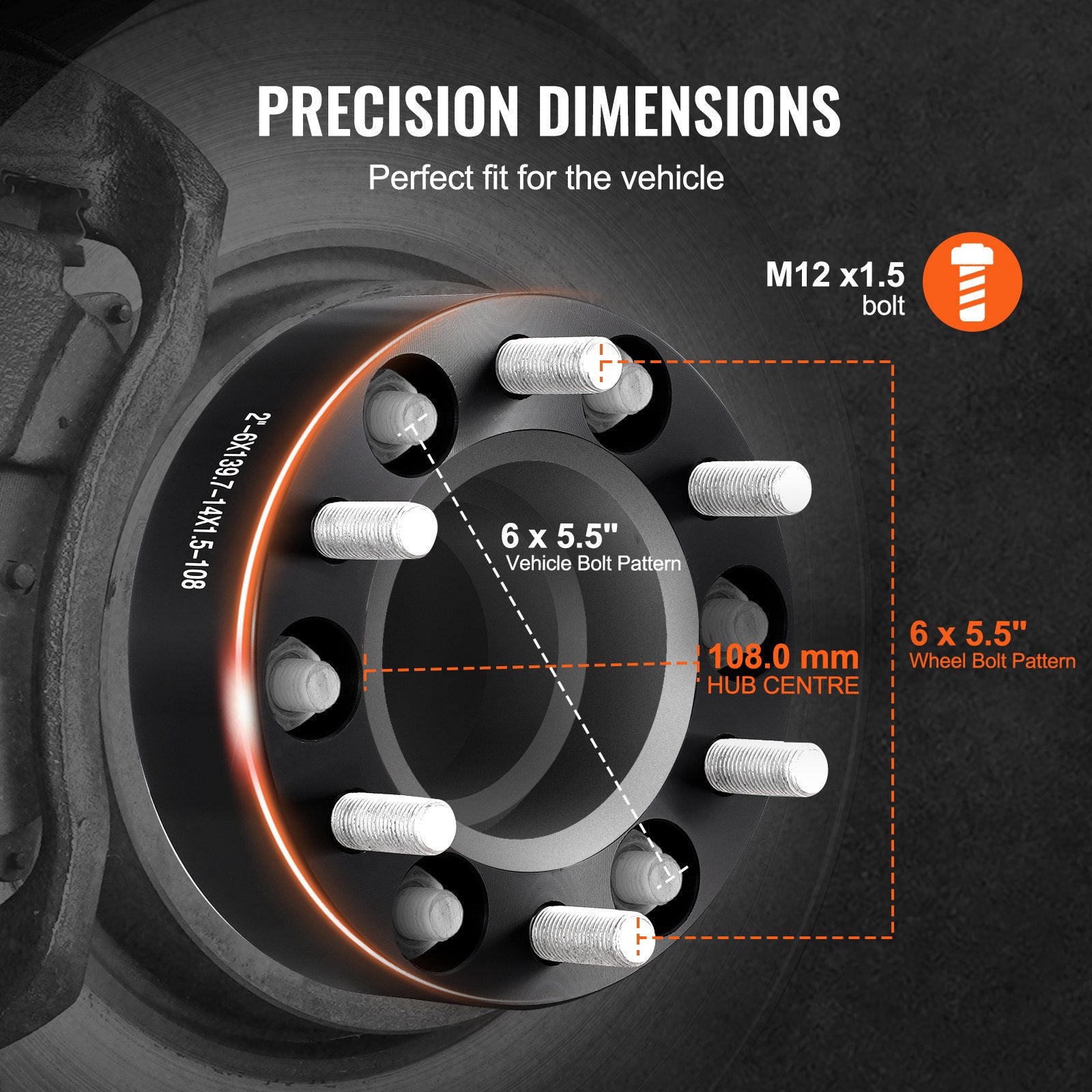 Automotive Repair & Speciality Tools: VEVOR 2" 6"x5.5" Wheel Spacers Wheel Adapters 6 Lug Forged Spacer 4 PCS Black