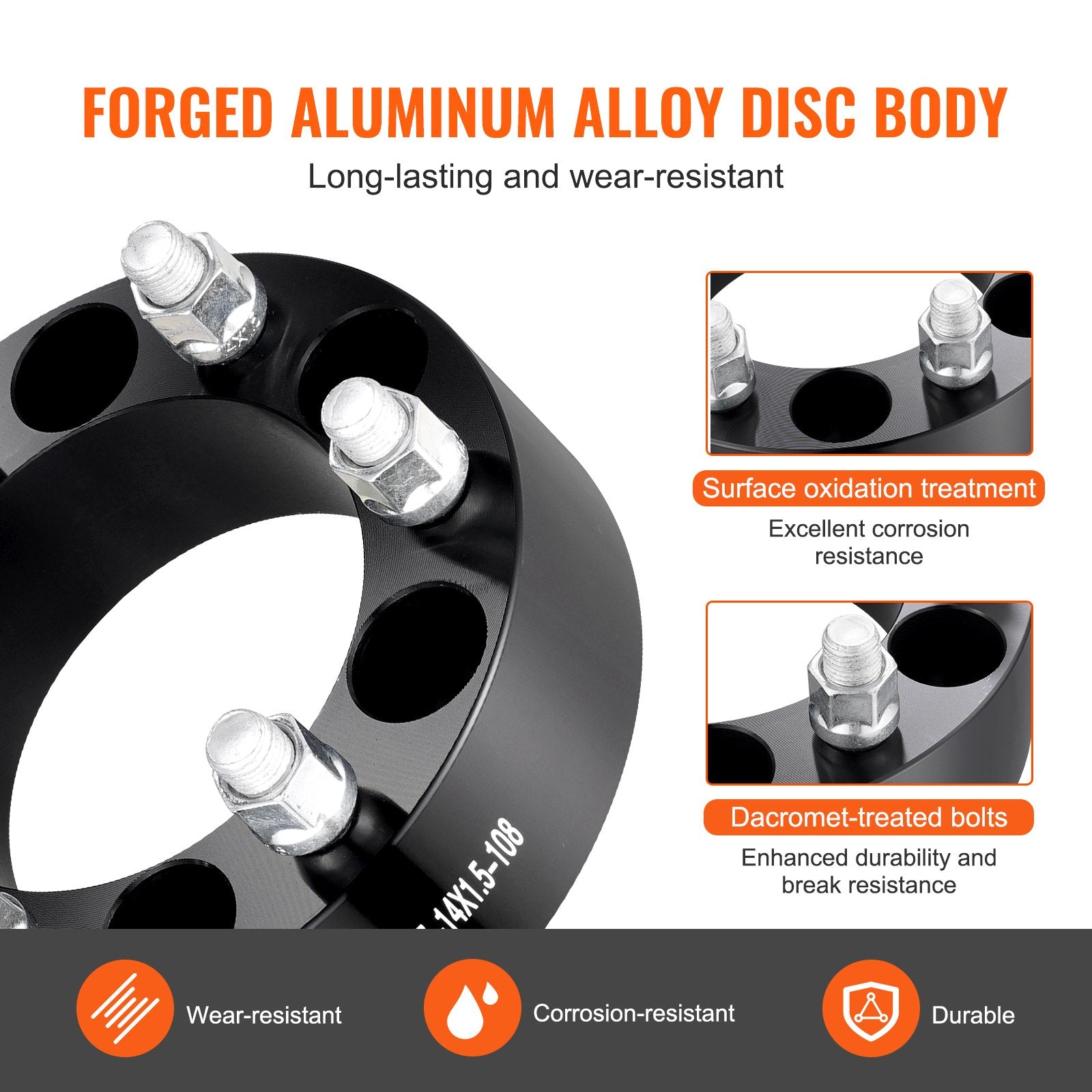 Automotive Repair & Speciality Tools: VEVOR 2" 6"x5.5" Wheel Spacers Wheel Adapters 6 Lug Forged Spacer 4 PCS Black