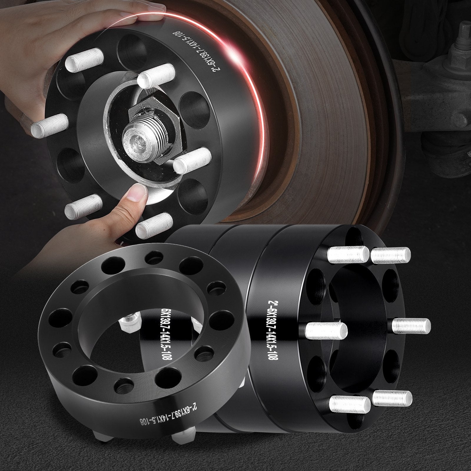 Automotive Repair & Speciality Tools: VEVOR 2" 6"x5.5" Wheel Spacers Wheel Adapters 6 Lug Forged Spacer 4 PCS Black