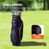 Golf Accessories: VEVOR Golf Cart Bag with 14 Way Organizer Divider Top, 36” 13 Pockets Premium Cart Bag, Durable 600D Polyester Fabric Golf Bags with Handles & Dust Cover & Detachable Straps for Men & Women, Black & Orange