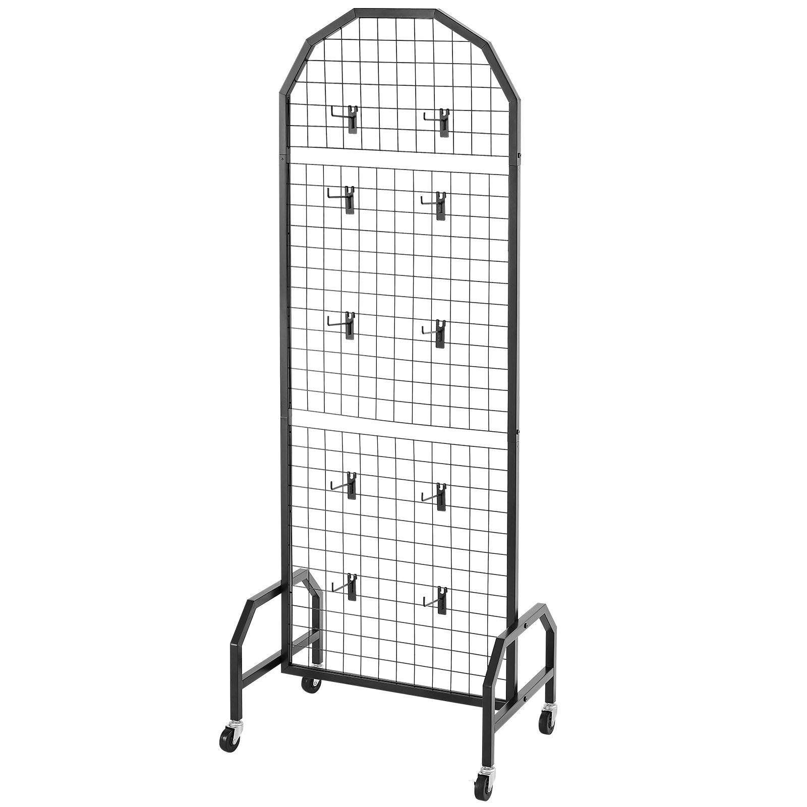 Building Toys: VEVOR 2 Packs Grid Wall Panels, 600 x 1640mm Wire Grid Panels Display Rack, Movable Art Display Shelf with Wheels and 20 Hooks, Black Carbon Steel Gridwall for Craft Show, Decor, Storage, Notice Board