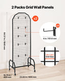 Building Toys: VEVOR 2 Packs Grid Wall Panels, 600 x 1640mm Wire Grid Panels Display Rack, Movable Art Display Shelf with Wheels and 20 Hooks, Black Carbon Steel Gridwall for Craft Show, Decor, Storage, Notice Board