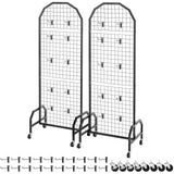 Building Toys: VEVOR 2 Packs Grid Wall Panels, 600 x 1640mm Wire Grid Panels Display Rack, Movable Art Display Shelf with Wheels and 20 Hooks, Black Carbon Steel Gridwall for Craft Show, Decor, Storage, Notice Board