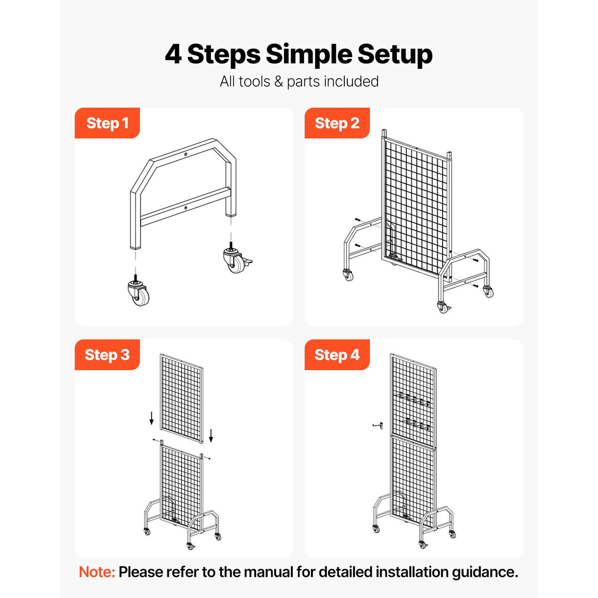 3 Packs Grid Wall Panels, 600 x 1640mm Wire Grid Panels Display Rack, Movable Art Display Shelf with Wheels and 30 Hooks, Black Carbon Steel Gridwall for Craft Show, Decor, Storage, Notice Board