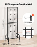 Room Dividers: VEVOR Grid Wall Panel, 600 x 1640 mm Wire Grid Panels Display Rack, Movable Art Display Shelf with Wheels and 10 Hooks, Black Carbon Steel Gridwall for Craft Show, Decoration, Storage, Notice Board