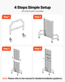 Room Dividers: VEVOR Grid Wall Panel, 600 x 1640 mm Wire Grid Panels Display Rack, Movable Art Display Shelf with Wheels and 10 Hooks, Black Carbon Steel Gridwall for Craft Show, Decoration, Storage, Notice Board