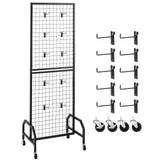 Room Dividers: VEVOR Grid Wall Panel, 600 x 1640 mm Wire Grid Panels Display Rack, Movable Art Display Shelf with Wheels and 10 Hooks, Black Carbon Steel Gridwall for Craft Show, Decoration, Storage, Notice Board