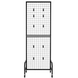 Room Dividers: VEVOR Grid Wall Panel, 600 x 1640 mm Wire Grid Panels Display Rack, Movable Art Display Shelf with Wheels and 10 Hooks, Black Carbon Steel Gridwall for Craft Show, Decoration, Storage, Notice Board