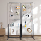 Building Toys: VEVOR 2' x 5.6' Grid Wall Panels Tower, 2 Packs Wire Gridwall Display Racks with T-Base Floorstanding, Double Side Gridwall Panels for Art Craft Shows, Retail Display with Extra Clips and Hooks