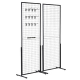 Building Toys: VEVOR 2' x 5.6' Grid Wall Panels Tower, 2 Packs Wire Gridwall Display Racks with T-Base Floorstanding, Double Side Gridwall Panels for Art Craft Shows, Retail Display with Extra Clips and Hooks
