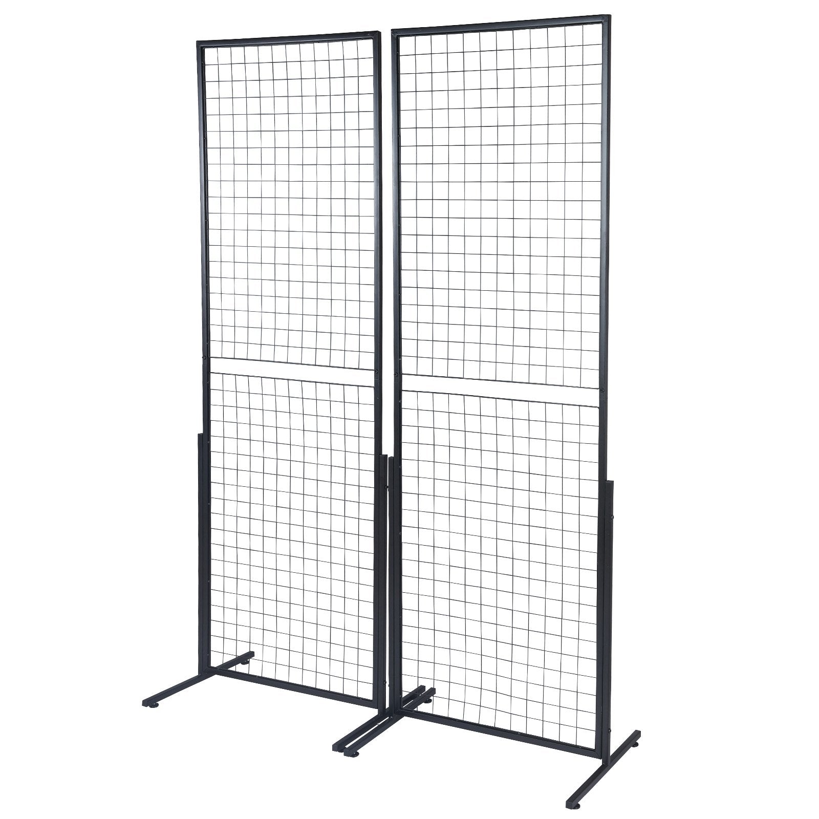 Building Toys: VEVOR 2' x 5.6' Grid Wall Panels Tower, 2 Packs Wire Gridwall Display Racks with T-Base Floorstanding, Double Side Gridwall Panels for Art Craft Shows, Retail Display with Extra Clips and Hooks