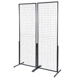 Building Toys: VEVOR 2' x 5.6' Grid Wall Panels Tower, 2 Packs Wire Gridwall Display Racks with T-Base Floorstanding, Double Side Gridwall Panels for Art Craft Shows, Retail Display with Extra Clips and Hooks