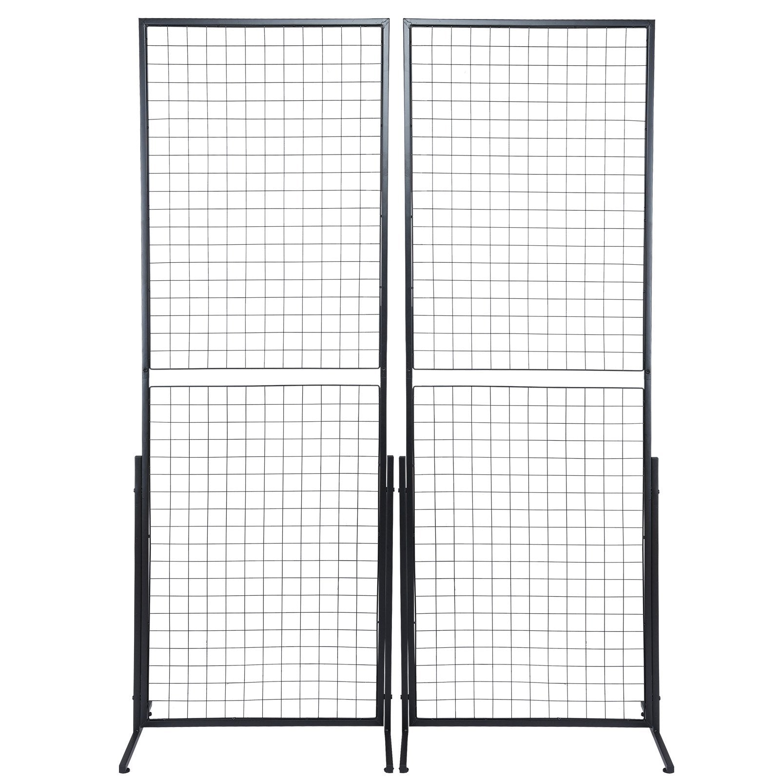 Building Toys: VEVOR 2' x 5.6' Grid Wall Panels Tower, 2 Packs Wire Gridwall Display Racks with T-Base Floorstanding, Double Side Gridwall Panels for Art Craft Shows, Retail Display with Extra Clips and Hooks