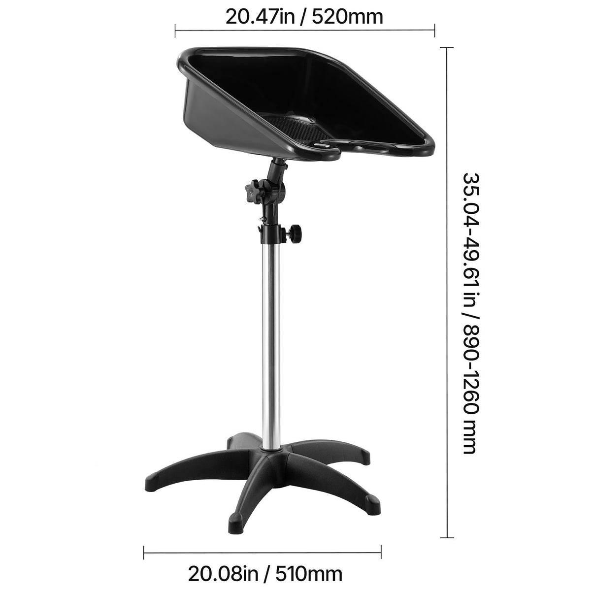 Portable Shampoo Bowl, Shampoo Sink with Adjustable Height & Angle, Salon Hair Wash Sink with Drain Hose and Star-Shaped Support Base for Barbershop Beauty Spa Center Home Use