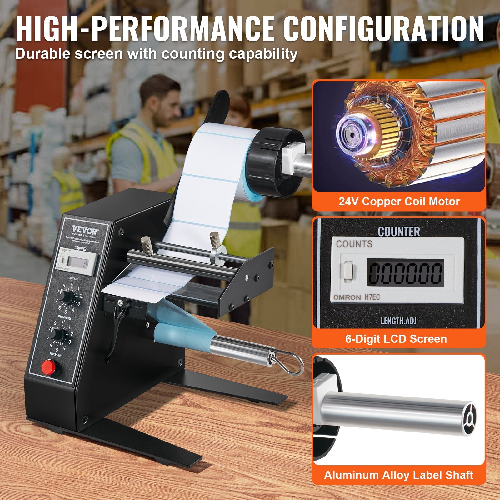 Automotive Repair & Speciality Tools: VEVOR Automatic Label Dispenser, Width 15-125 mm, Length 3-150 mm, Automatic Label Stripper Label Separating Machine, Speed Adjustable Label Applicator, Auto Counting 0-999999 for Various Label Sizes