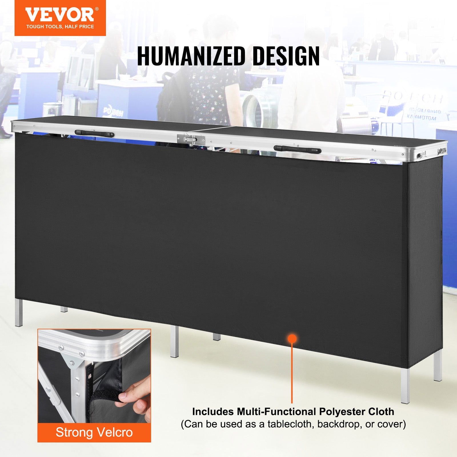Audio Accessories: VEVOR Extra Long Folding Portable Bar Table - Tradeshow Podium Table for Indoor