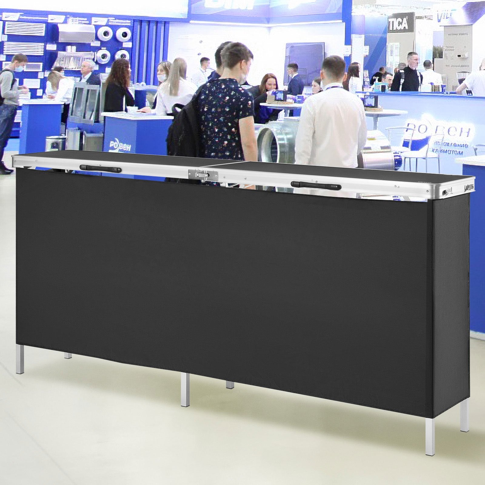 Audio Accessories: VEVOR Extra Long Folding Portable Bar Table - Tradeshow Podium Table for Indoor