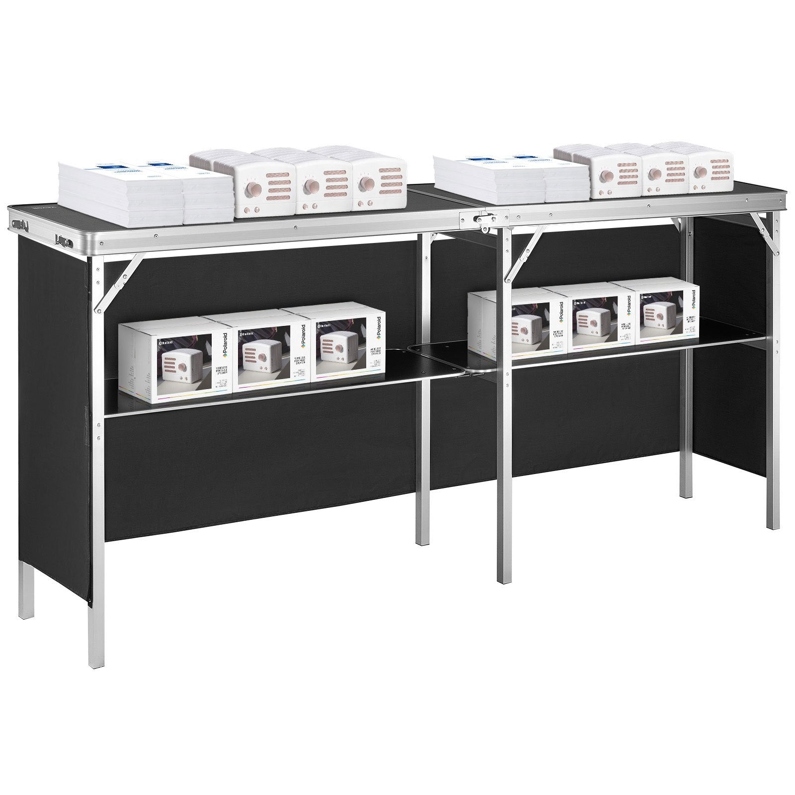 Audio Accessories: VEVOR Extra Long Folding Portable Bar Table - Tradeshow Podium Table for Indoor