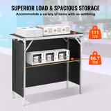 Desk Accessories: VEVOR Folding Portable Bar Table, Tradeshow Podium Table for Indoor, Outdoor, Party, Picnic, Exhibition, Includes Carrying Case, Storage Shelf and Black Skirt, 38.39" x 15.16" x 34.25“
