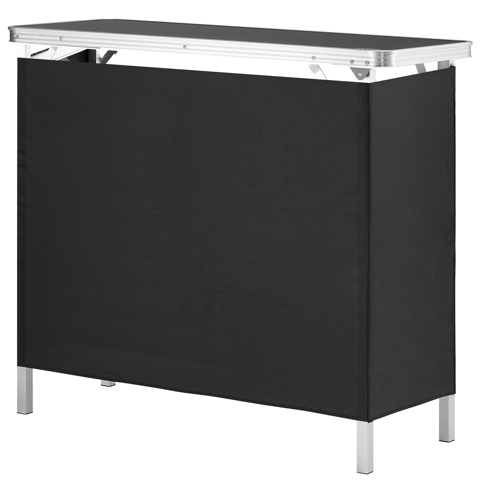 Desk Accessories: VEVOR Folding Portable Bar Table, Tradeshow Podium Table for Indoor, Outdoor, Party, Picnic, Exhibition, Includes Carrying Case, Storage Shelf and Black Skirt, 38.39" x 15.16" x 34.25“