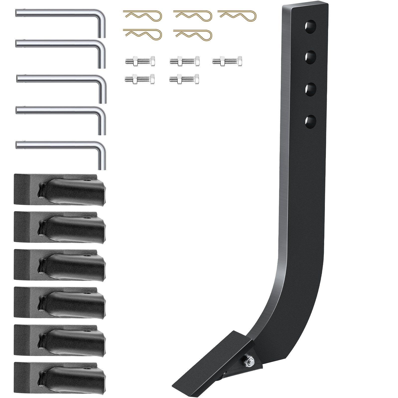 Chainsaws: VEVOR Box Blade Shank, 46.4cm Scarifier Shank, 4 Holes Box Scraper Shank, Ripper Shank with Removable Tapered Teeth and Pins, Adjustable Shanks Assembly for Replacement, Digging, Plowing, 5PCS