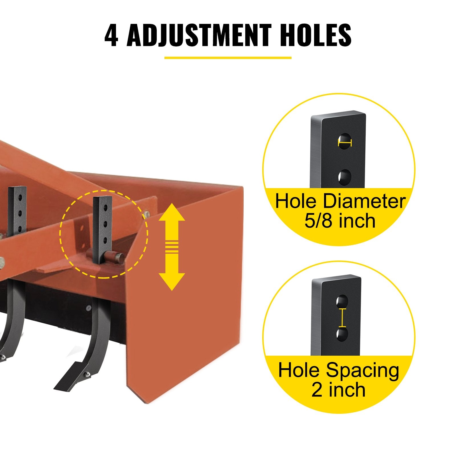 Chainsaws: VEVOR Box Blade Shank, 46.4cm Scarifier Shank, 4 Holes Box Scraper Shank, Ripper Shank with Removable Tapered Teeth and Pins, Adjustable Shanks Assembly for Replacement, Digging, Plowing, 5PCS