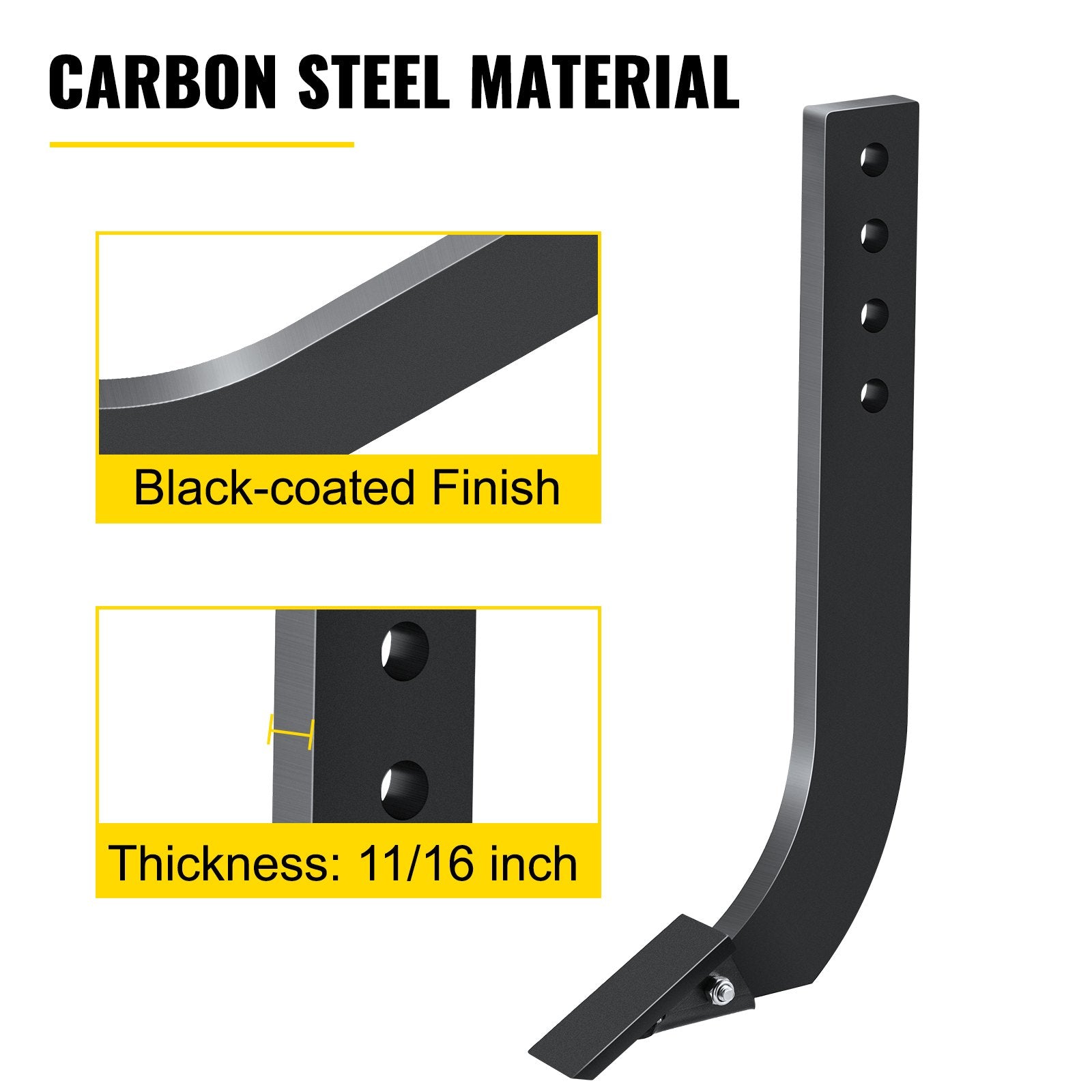 Chainsaws: VEVOR Box Blade Shank, 46.6 cm Scarifier Shank, 4 Holes Box Scraper Shank, Ripper Shank with Removable Tapered Teeth and Pins, Adjustable Shanks Assembly for Replacement, Digging, Plowing, 6PCS