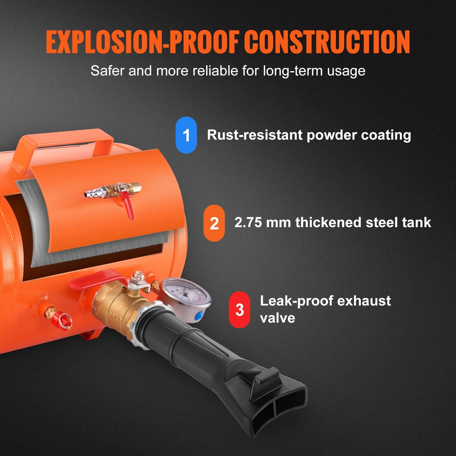 Automotive Repair & Speciality Tools: VEVOR Tire Bead Seater, 5 Gal/19L Air Tire Bead Blaster with Pressure Gauge & Handle, 145 PSI Seating Tool Inflator Tank, 85-116 PSI Operating Pressure for Car Truck ATV